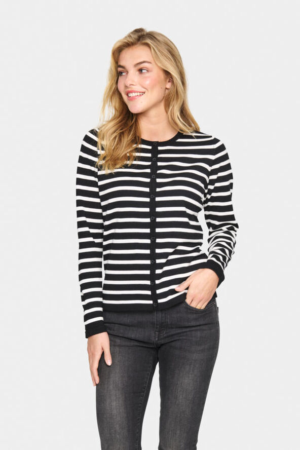 Saint Tropez MilaSZ Striped Cardigan Black mila stripe