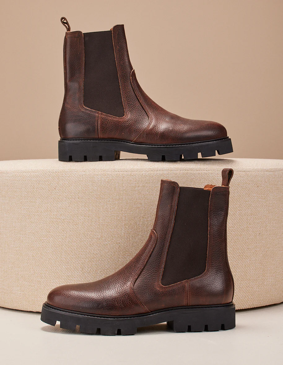 Bottines Raoul - Cuir pull up grainé marron