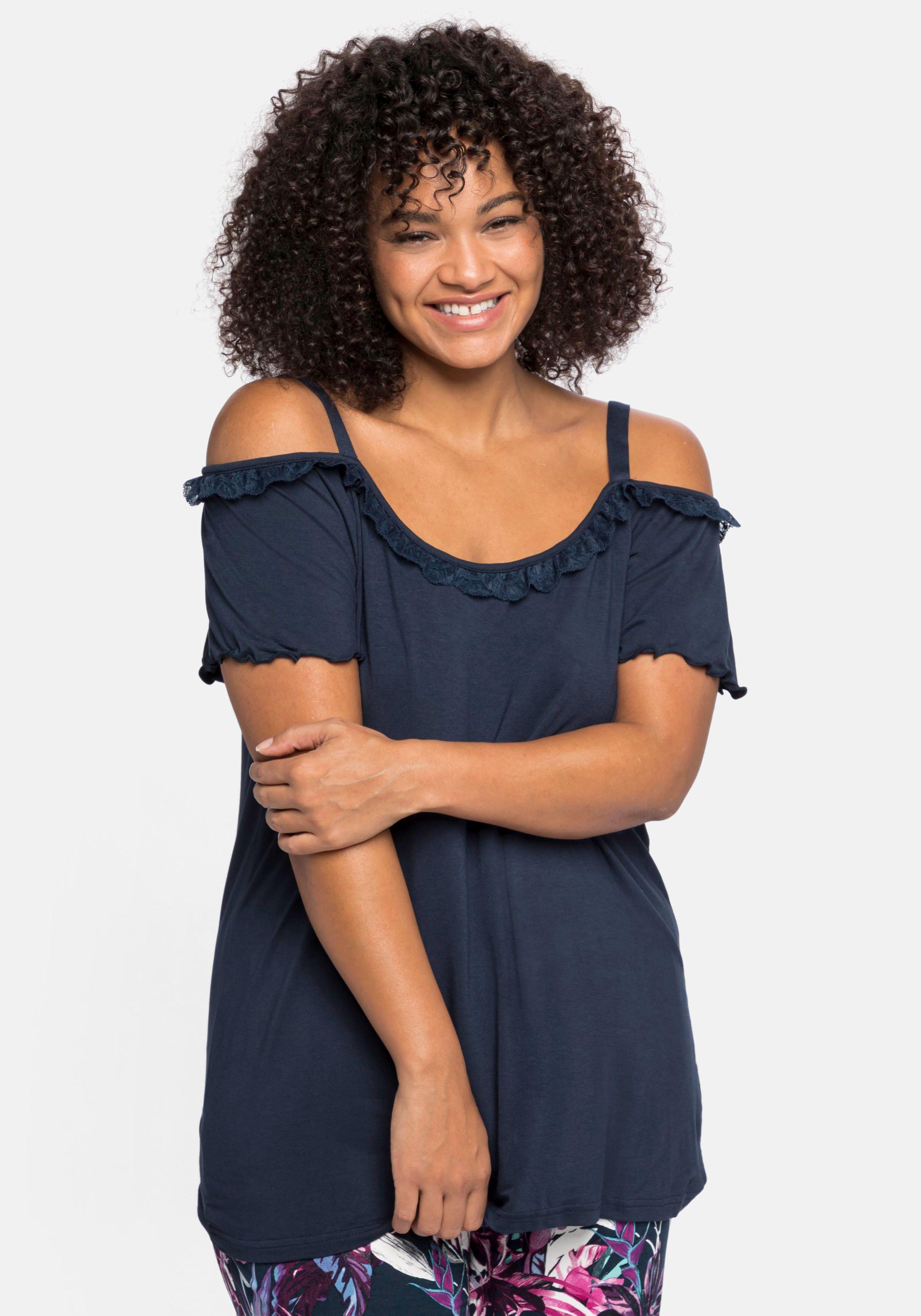 Shirt im Carmen-Stil mit Flügelärmeln