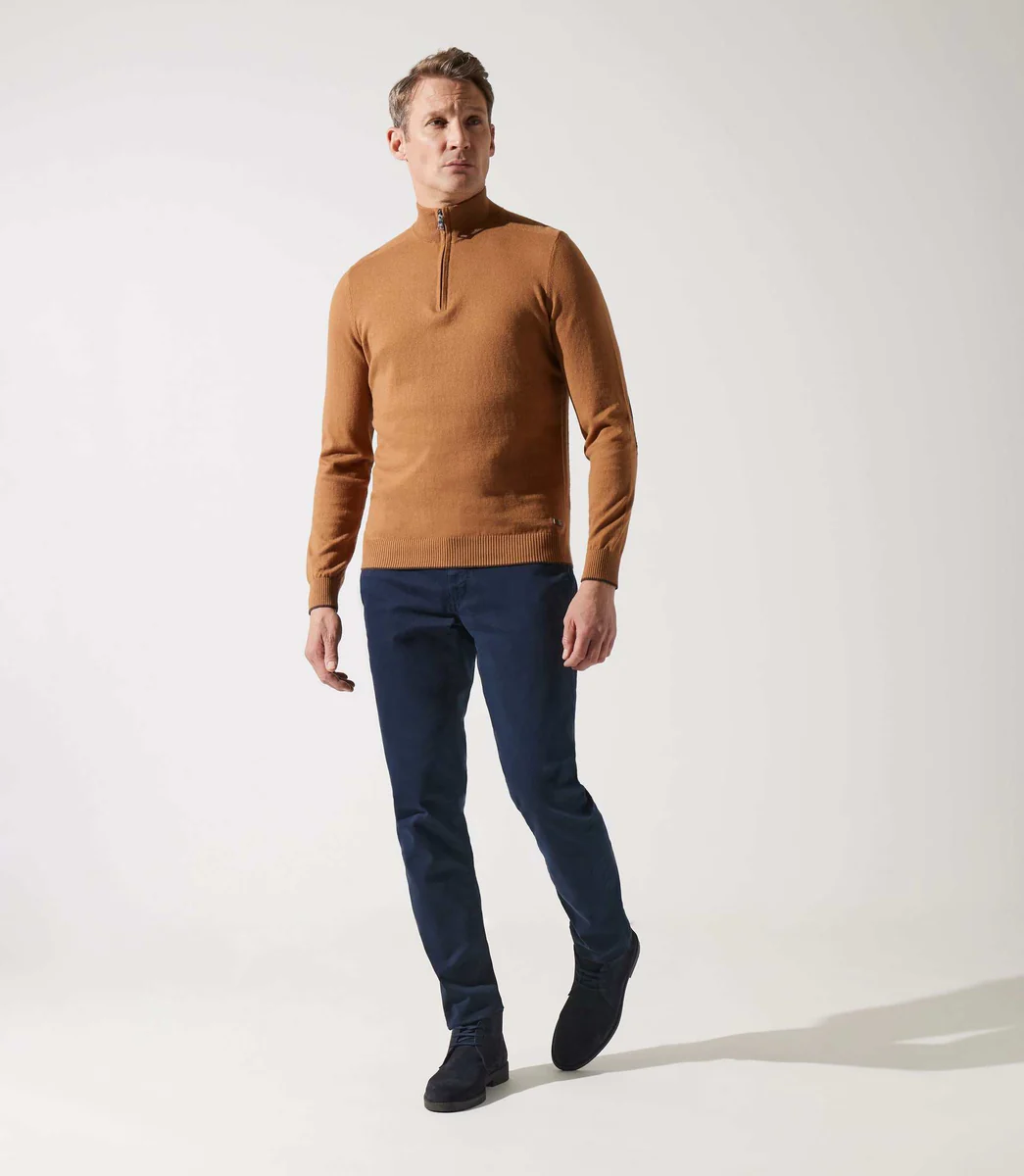 Pull col zippé camionneur camel