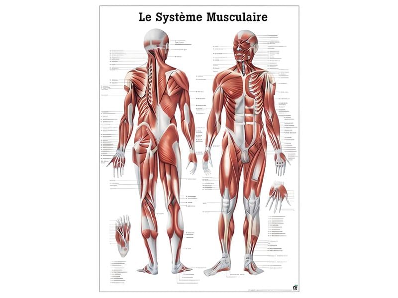Rüdiger Anatomische Lehrtafel Das Muskelsystem französisch Anatomisches Poster – Das Muskelsystem
