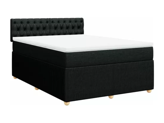 Sommier à lattes de lit avec matelas Noir 160x200 cm Tissu