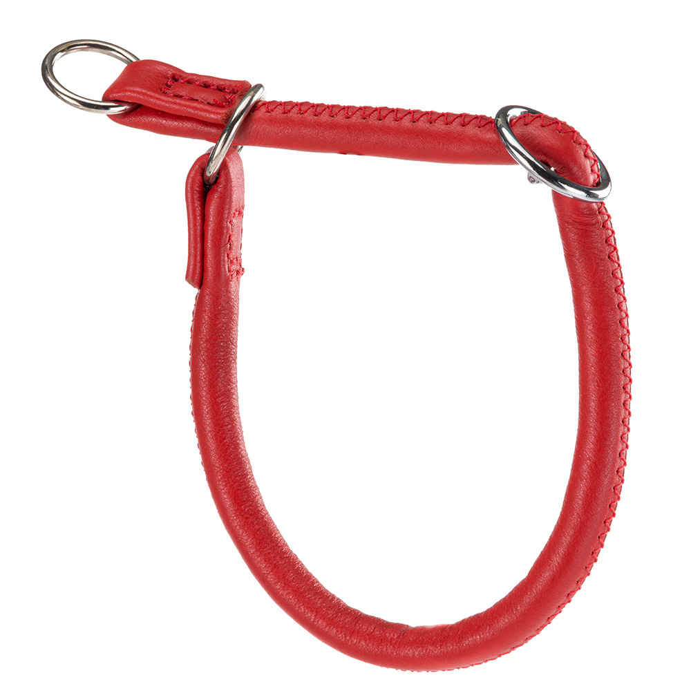 Collier semi-étranglé pour chiens vogue cs10/40, cuir véritable, ajustable, rouge