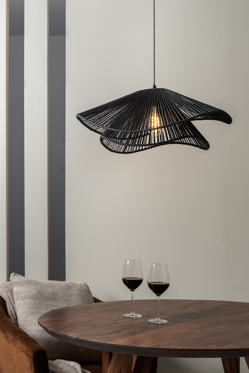 Pendant lamp Sombra double paper rope black