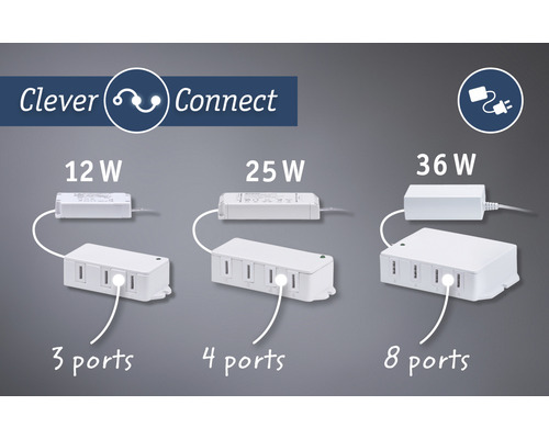 Paulmann Clever Connect Driver max. 12W 12V incl. 3-weg verdeler wit voor Clever Connect meubelverlichting