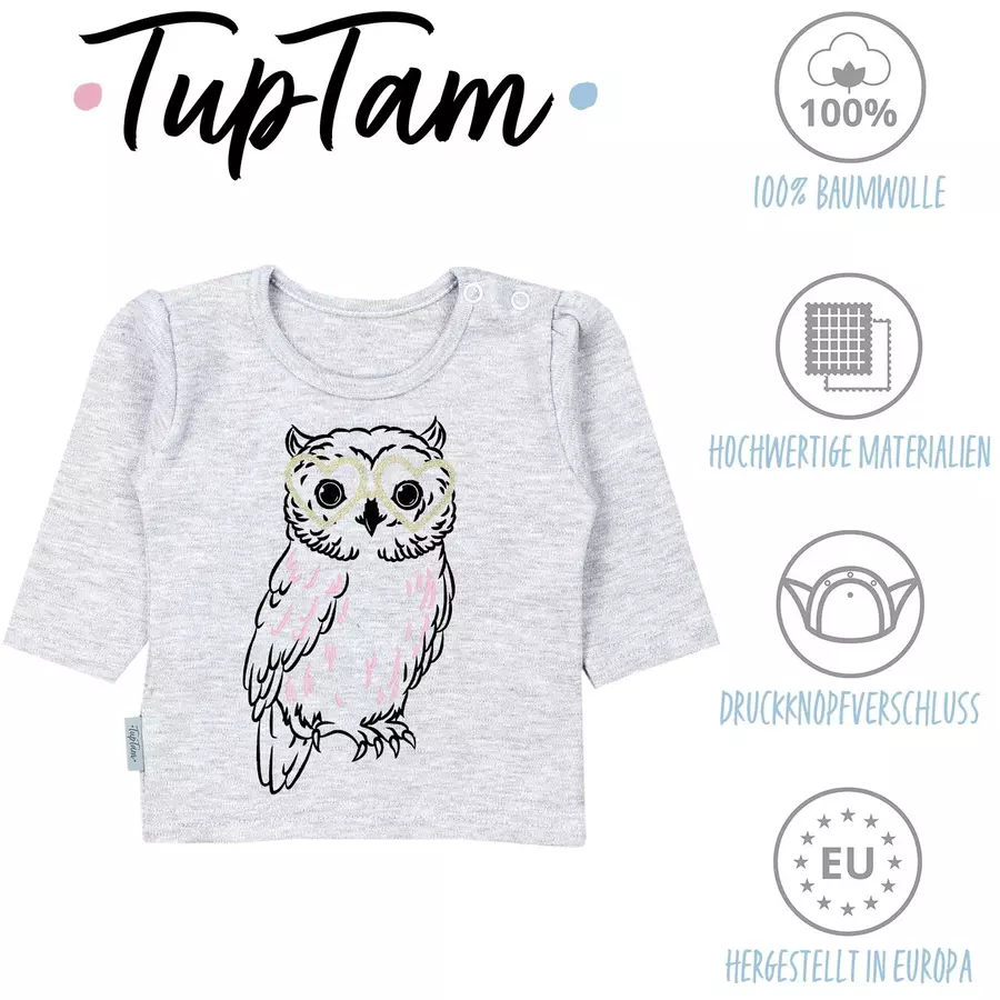 TupTam Baby Mädchen Langarmshirt 5er Set graurosa