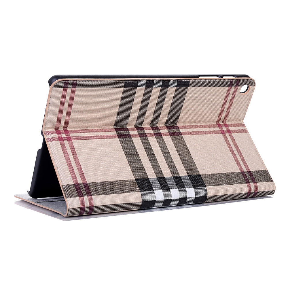 Samsung Galaxy Tab A 10.1 (2019) Leder Tasche Cover Hülle   Hardcase - Kariert (Beige)