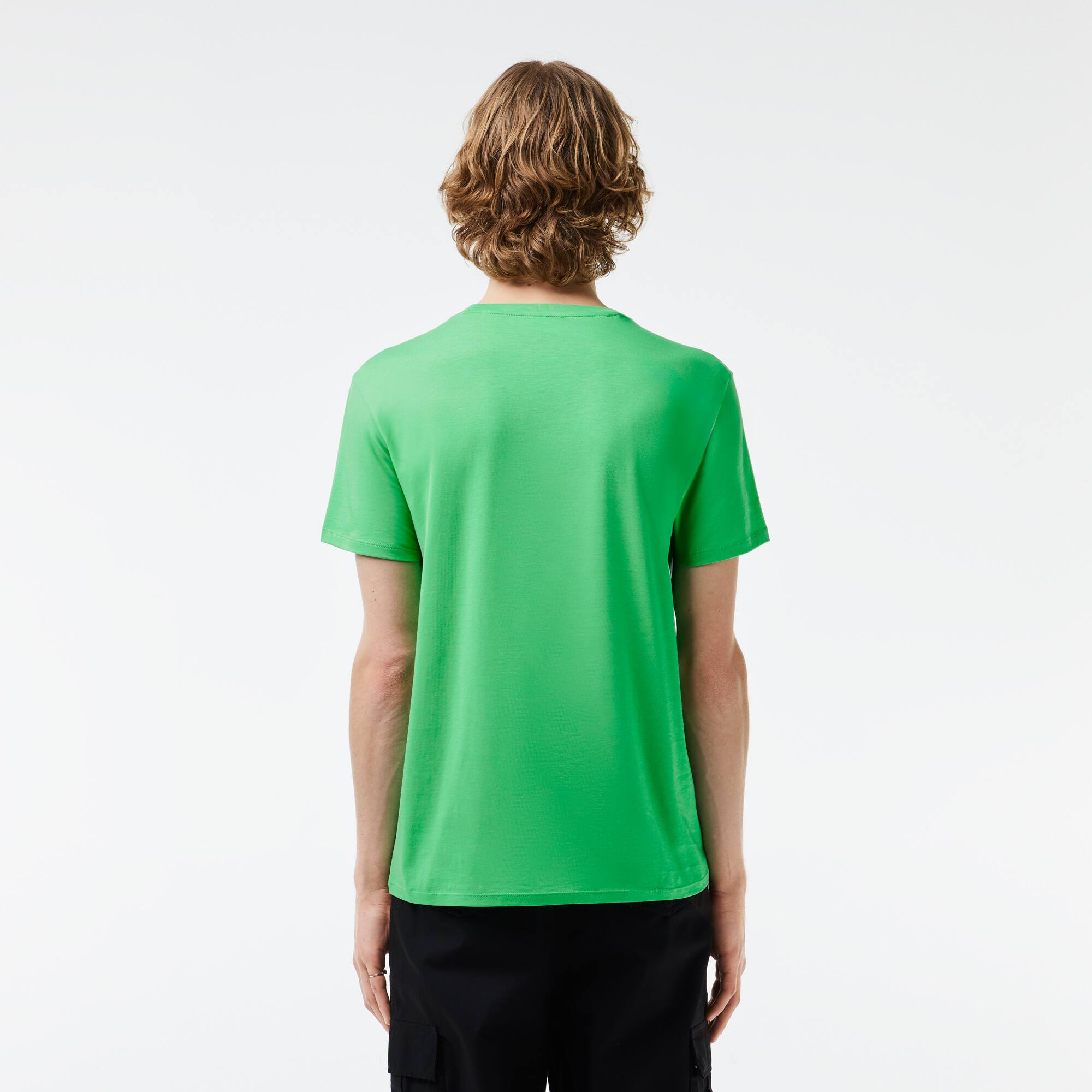 Rundhals-Shirt aus Pima-Baumwolljersey T-Shirts - Grün - Lacoste - Herren