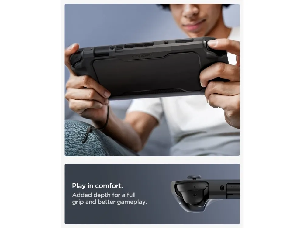 Spigen Rugged Armor, Cover, Nintendo, Sort, Termoplastisk polyurethan (TPU), Nintendo Switch, Stødsikker, Ridseresistent