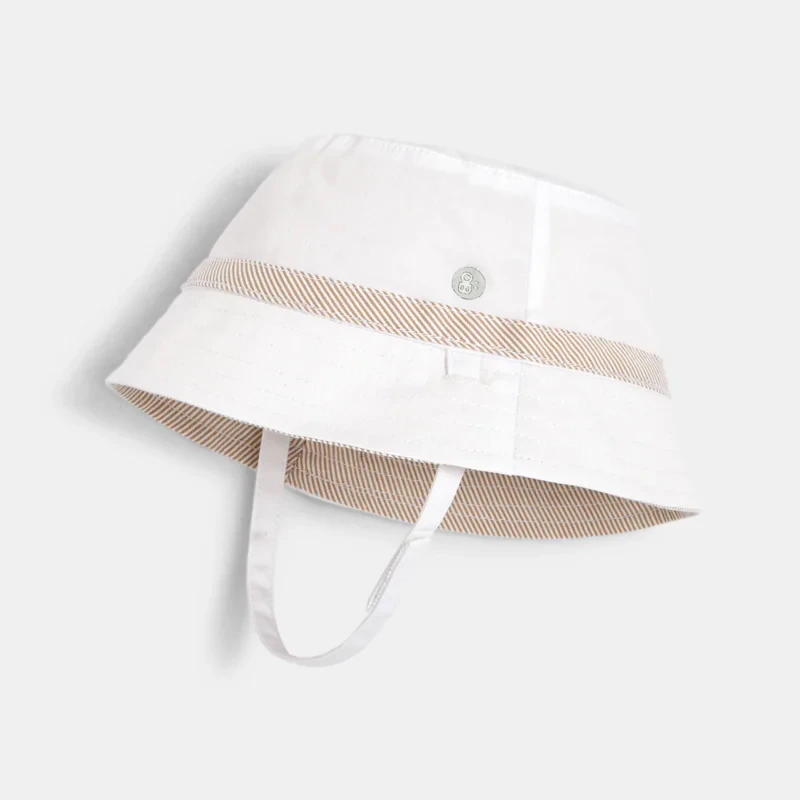 Bob réversible uni et rayé blanc bébé garçon Blanc