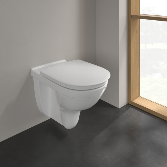 Villeroy & Boch ViCare randloos toilet met softclose zitting en standaard handgrepen wit glans