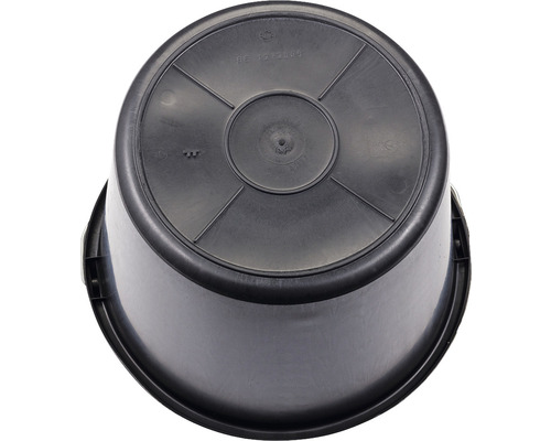 Ronde zwarte PE bouwemmer met haakbeugel, Ø 310 mm, 12 l