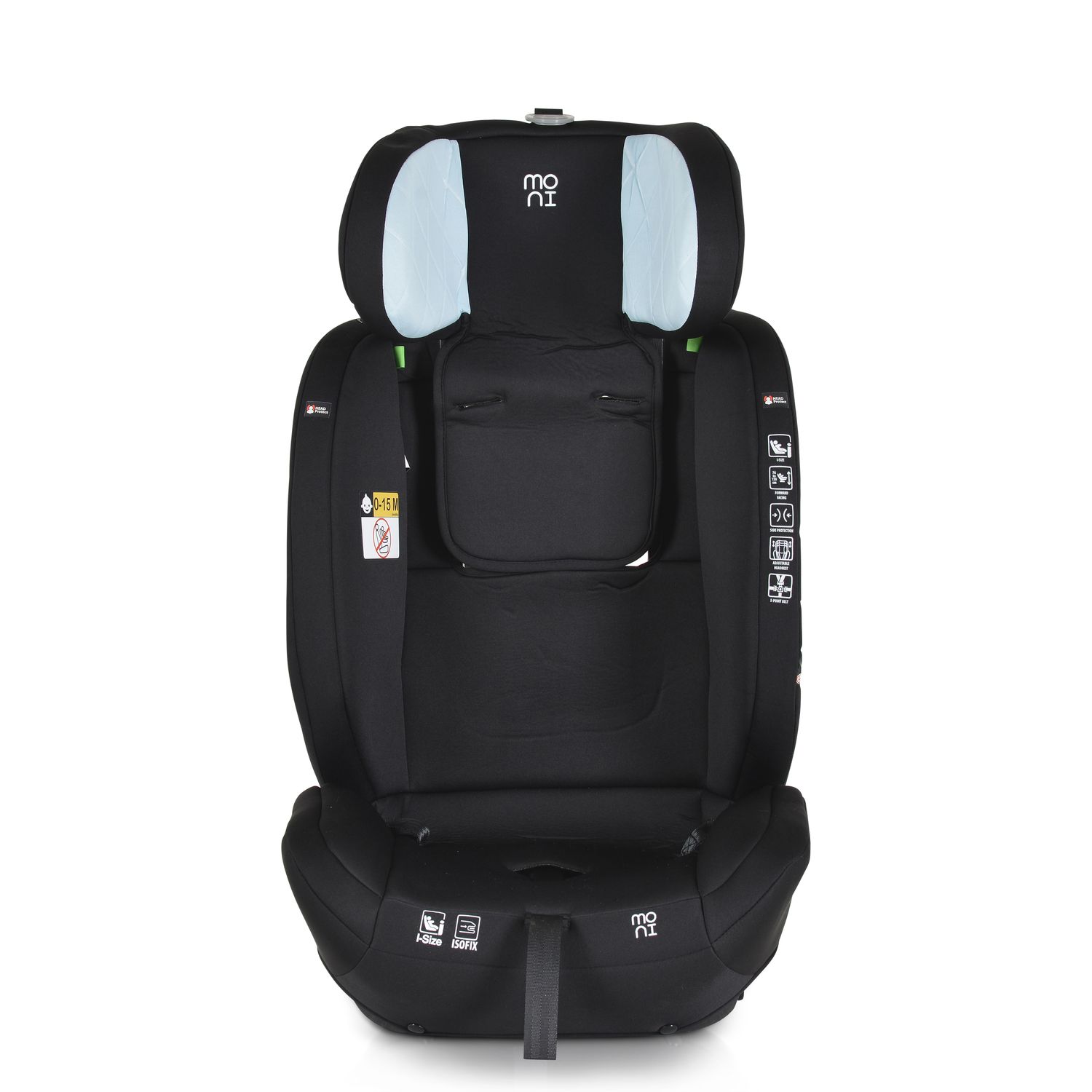 Moni Kindersitz i-Size i-Safe (76-150cm) Isofix, Top Tether, 13-fach verstellbar blau