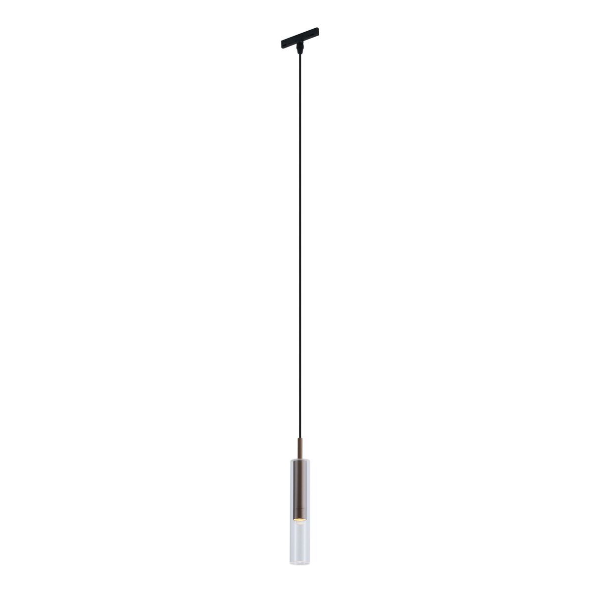 Moderne spot donker brons met helder glas voor railsysteem 1-fase - Slimline Loyce