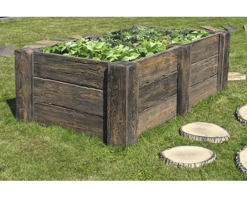 Betonnen verhoogde tuinbak Big Antique donkerbruin met voorgemonteerde draad 220 x 120 x 69 cm
