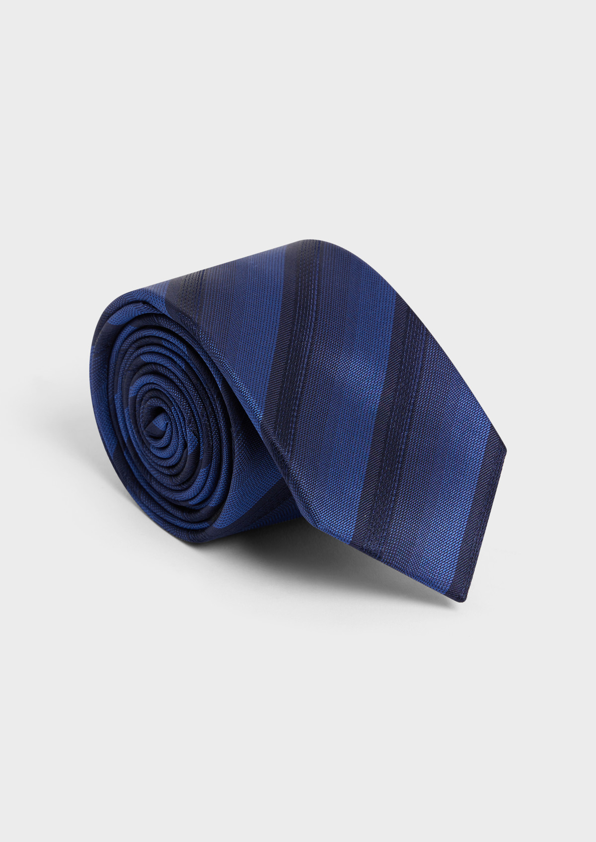 Cravate large en soie bleu cobalt à rayures