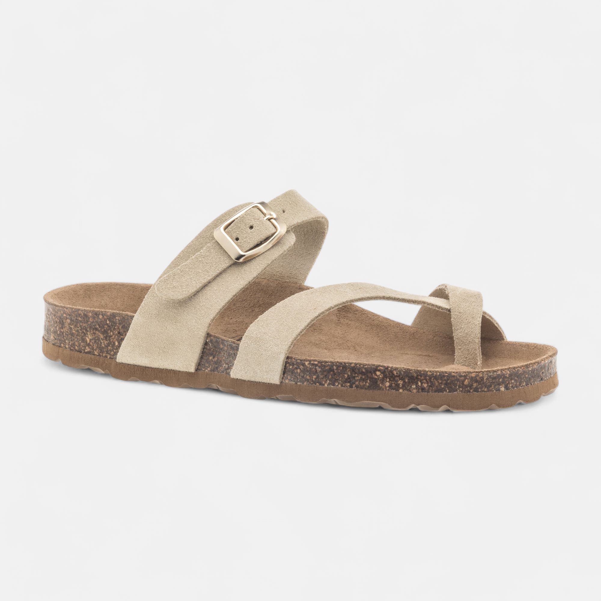 Mules semelle liège Femme en cuir beige