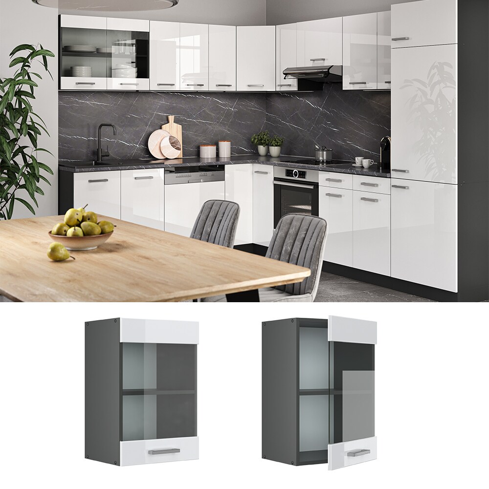VICCO Küchenschrank Hängeschrank Hängeglasschrank 40 cm R-Line Anthrazit