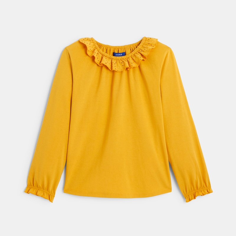 T-shirt à col collerette jaune safran Fille