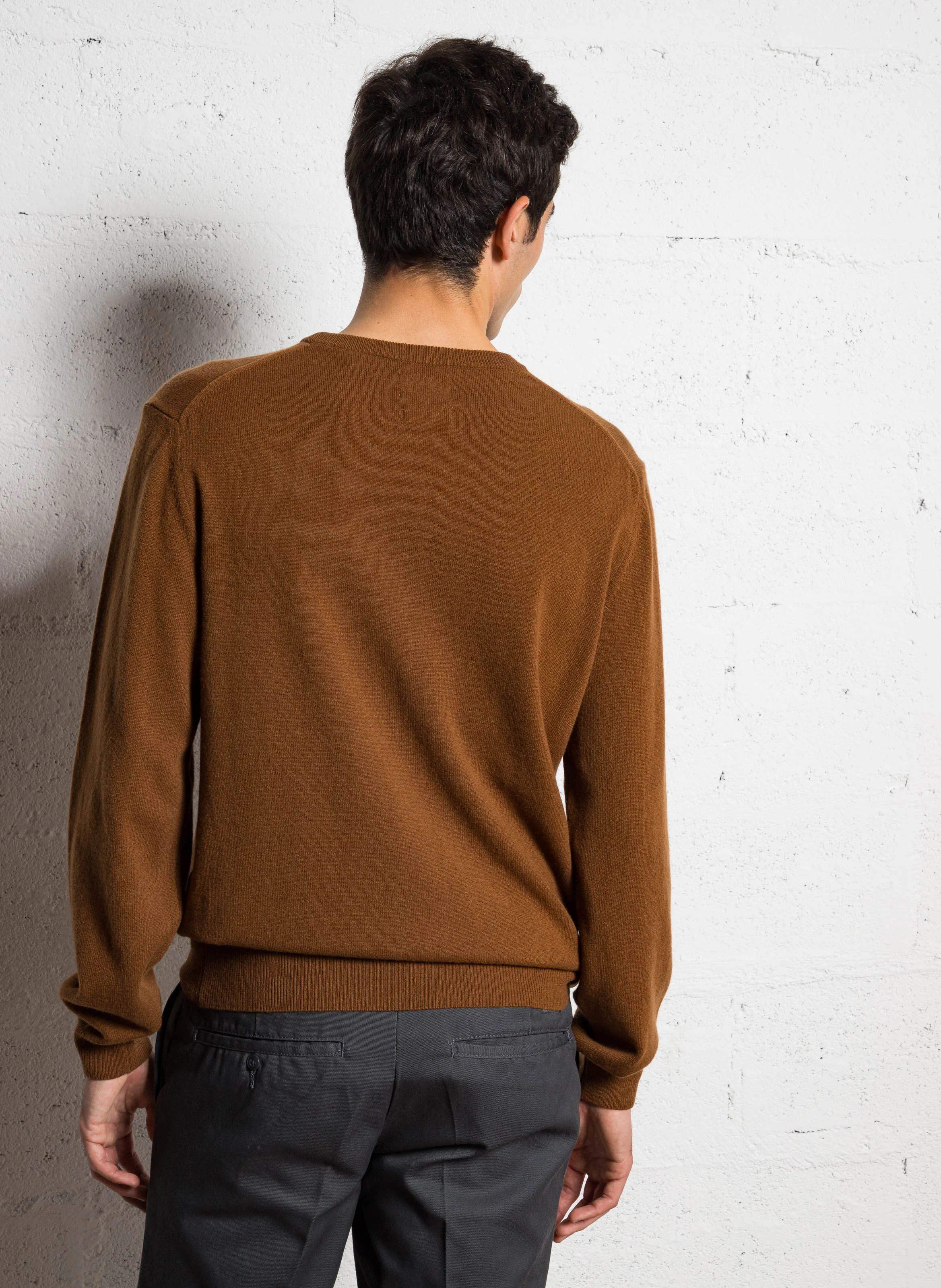 Pull droit col rond en laine | Orange