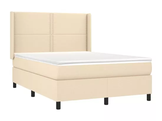 Sommier tapissier avec matelas et LED Crème 140x190 cm Tissu