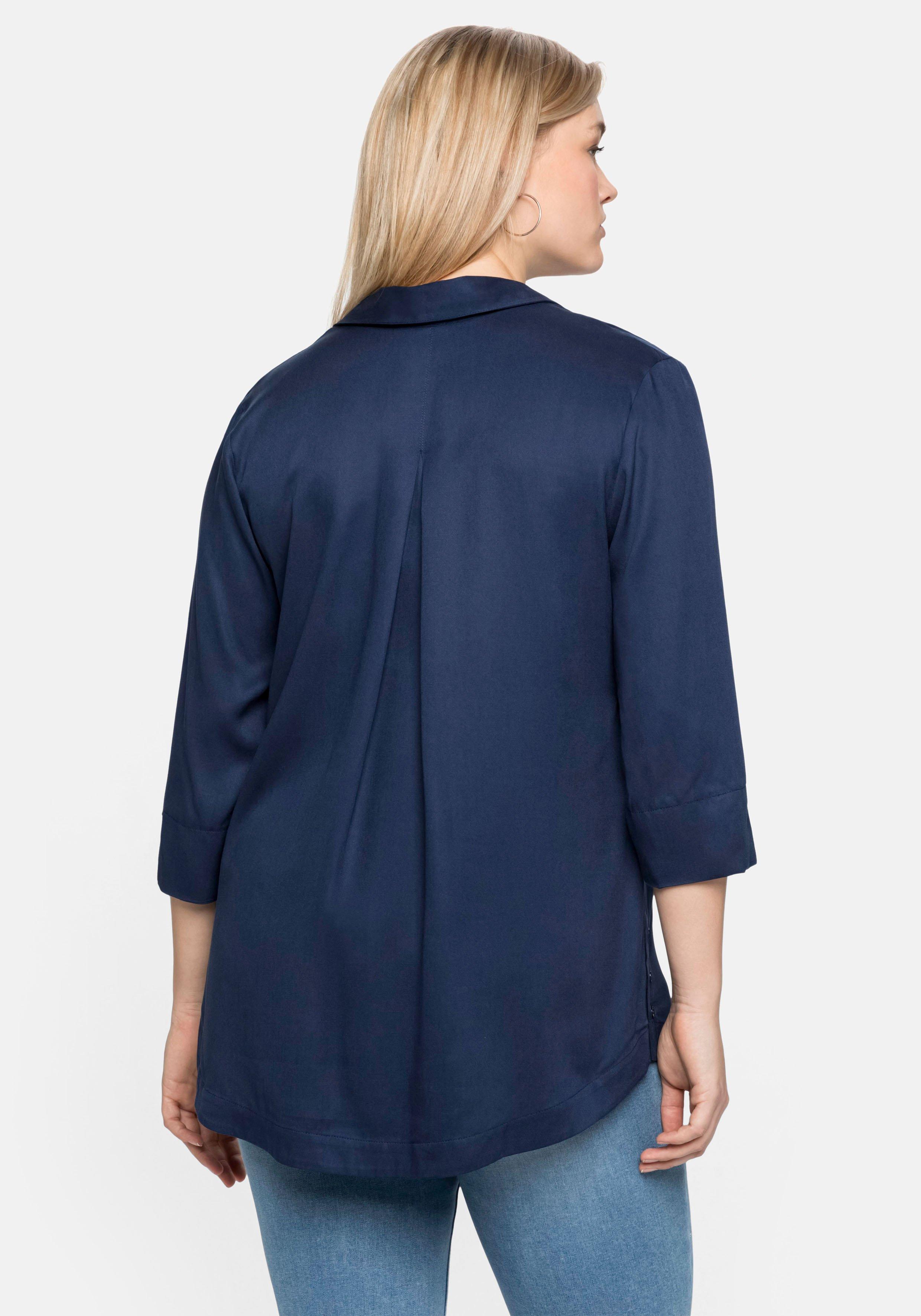 Bluse mit 3/4-Arm und verlängerter Rückenpartie