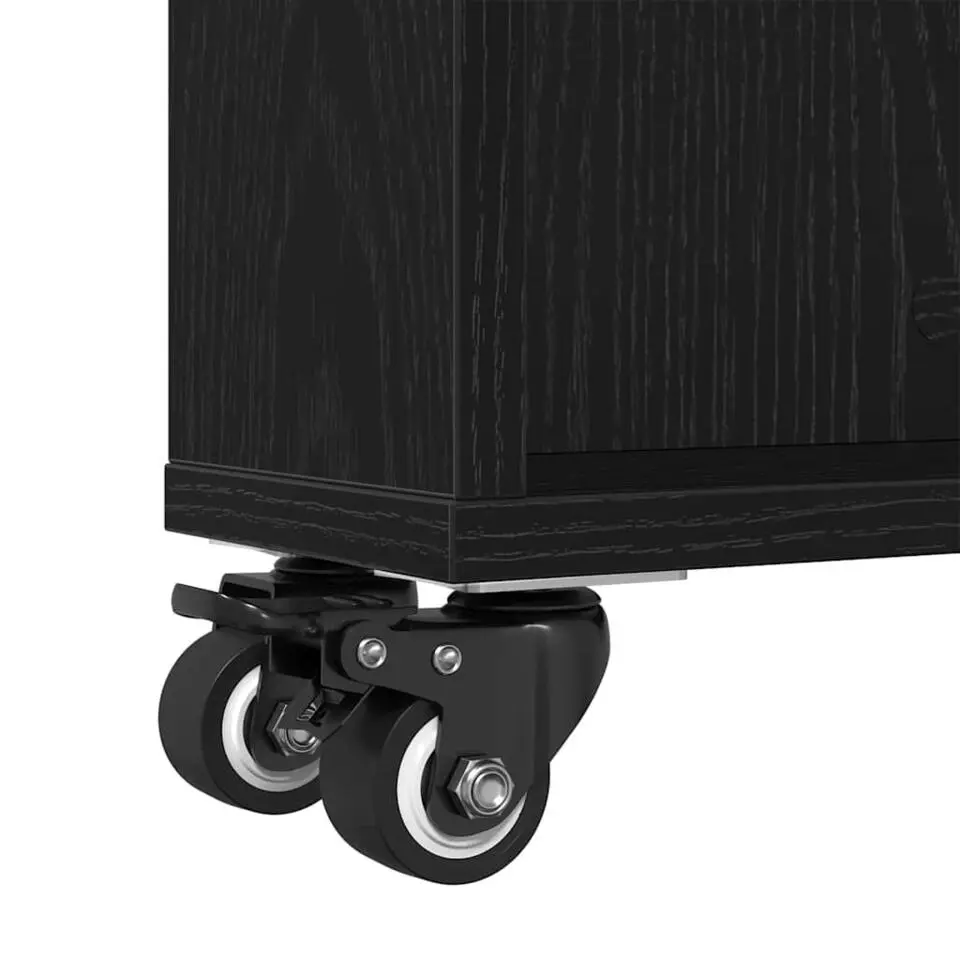 vidaXL - Opbergtrolley smal - Zwart eiken - Bewerkt hout - 48x13x68 cm