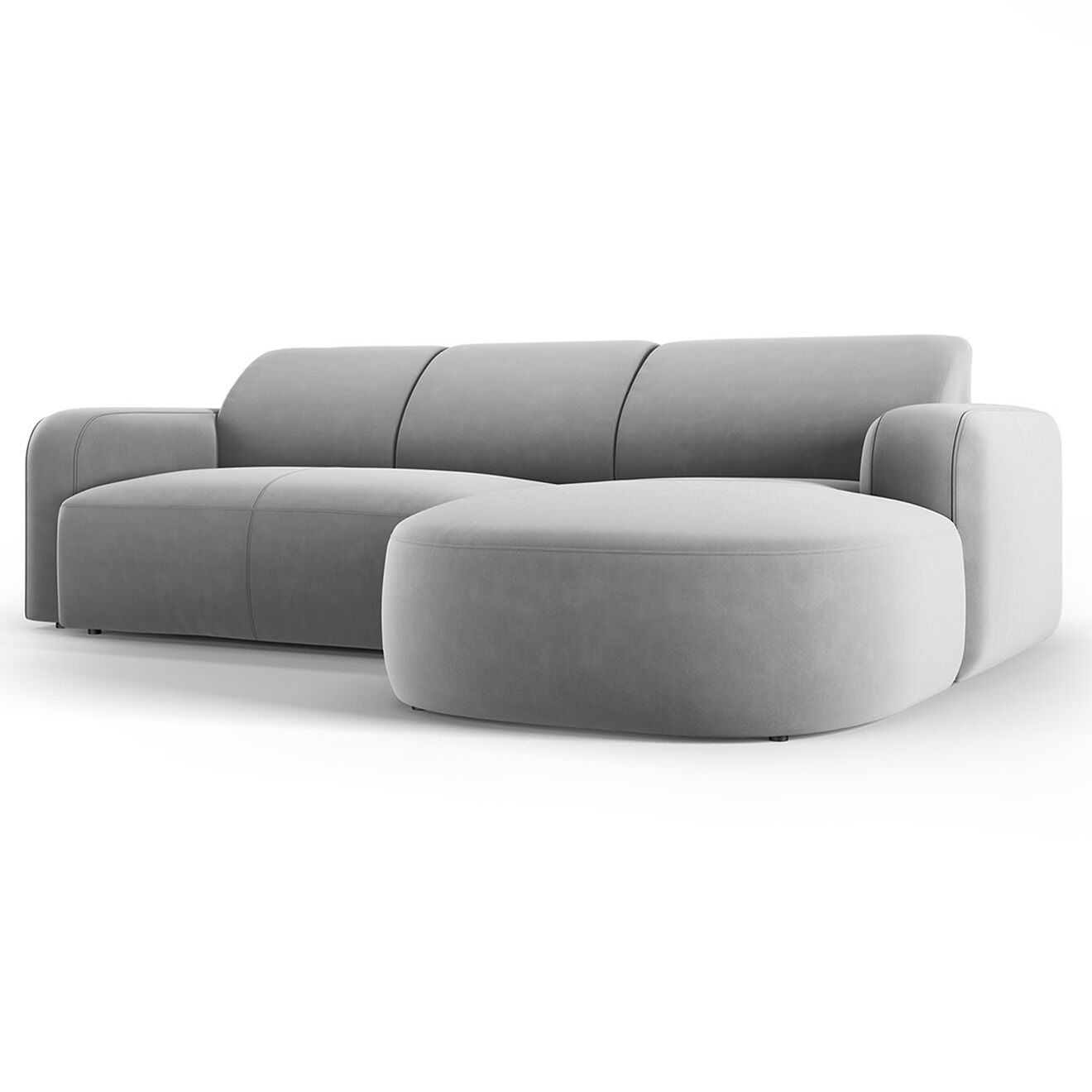 Mazzini Sofas Canapé d'angle droit Velours Jasmin 4 Places gris - 250x170x72 cm