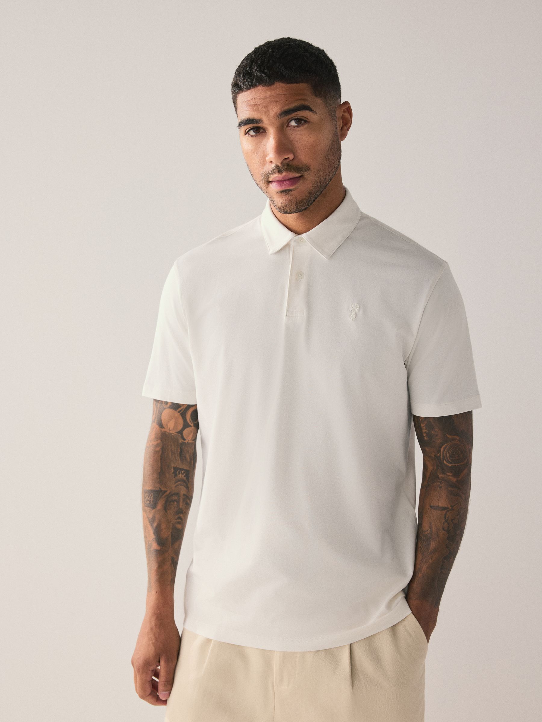 Amber/Olijf/Grijzen - Normale Pasvorm - Set van 5 jersey poloshirts met korte mouwen