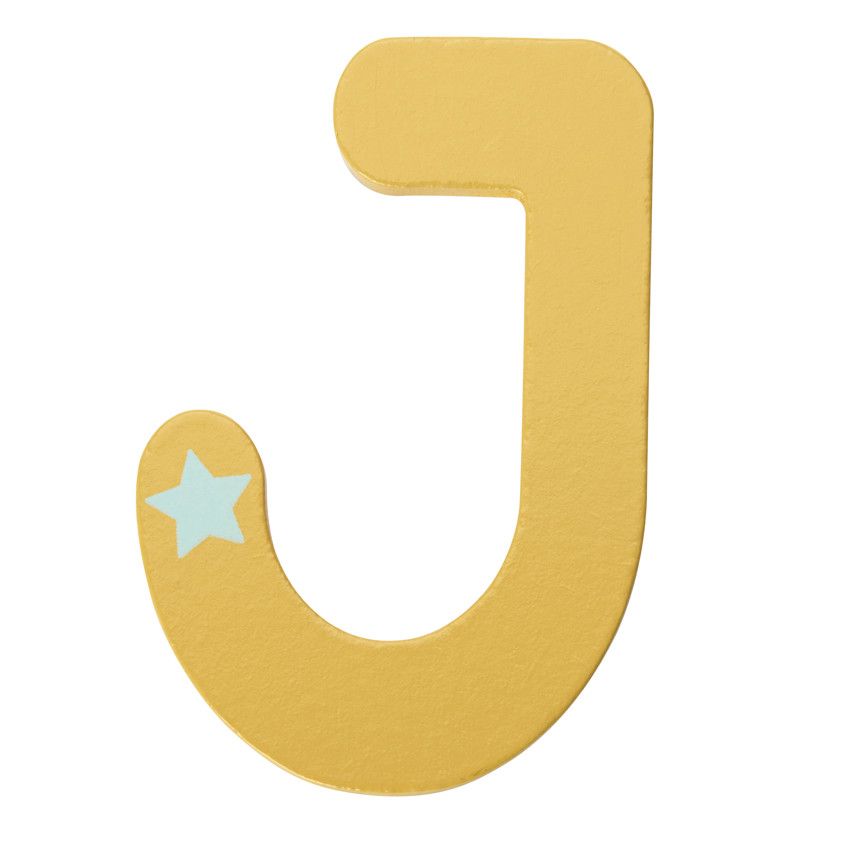 Lettre décorative en bois J - Moutarde