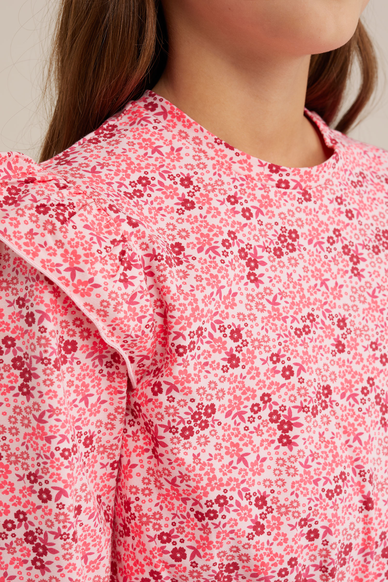 Meisjes jurk met dessin WE Fashion Felroze