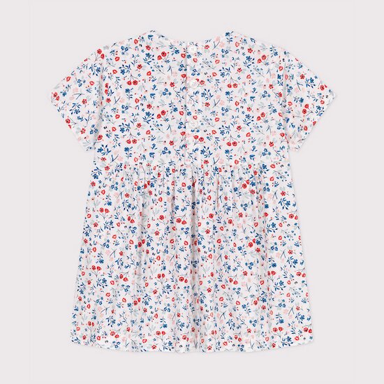 Robe bébé en coton manches courtes imprimée à fleurs   Marshmallow        de               Petit Bateau