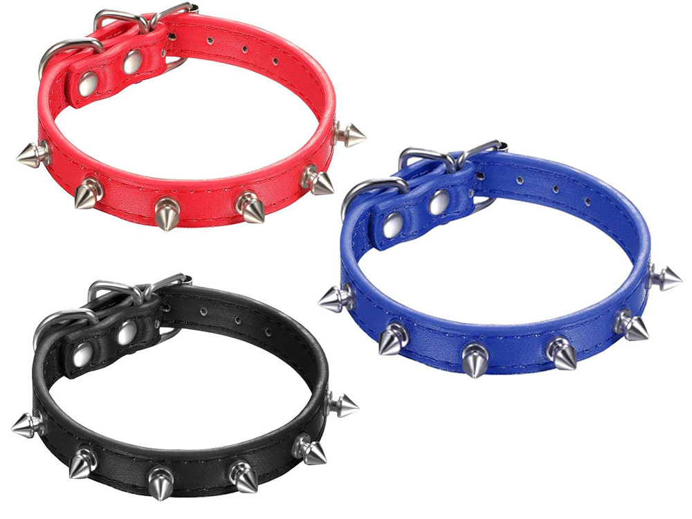 Hundehalsband aus Kunstleder mit Nieten, verstellbar
