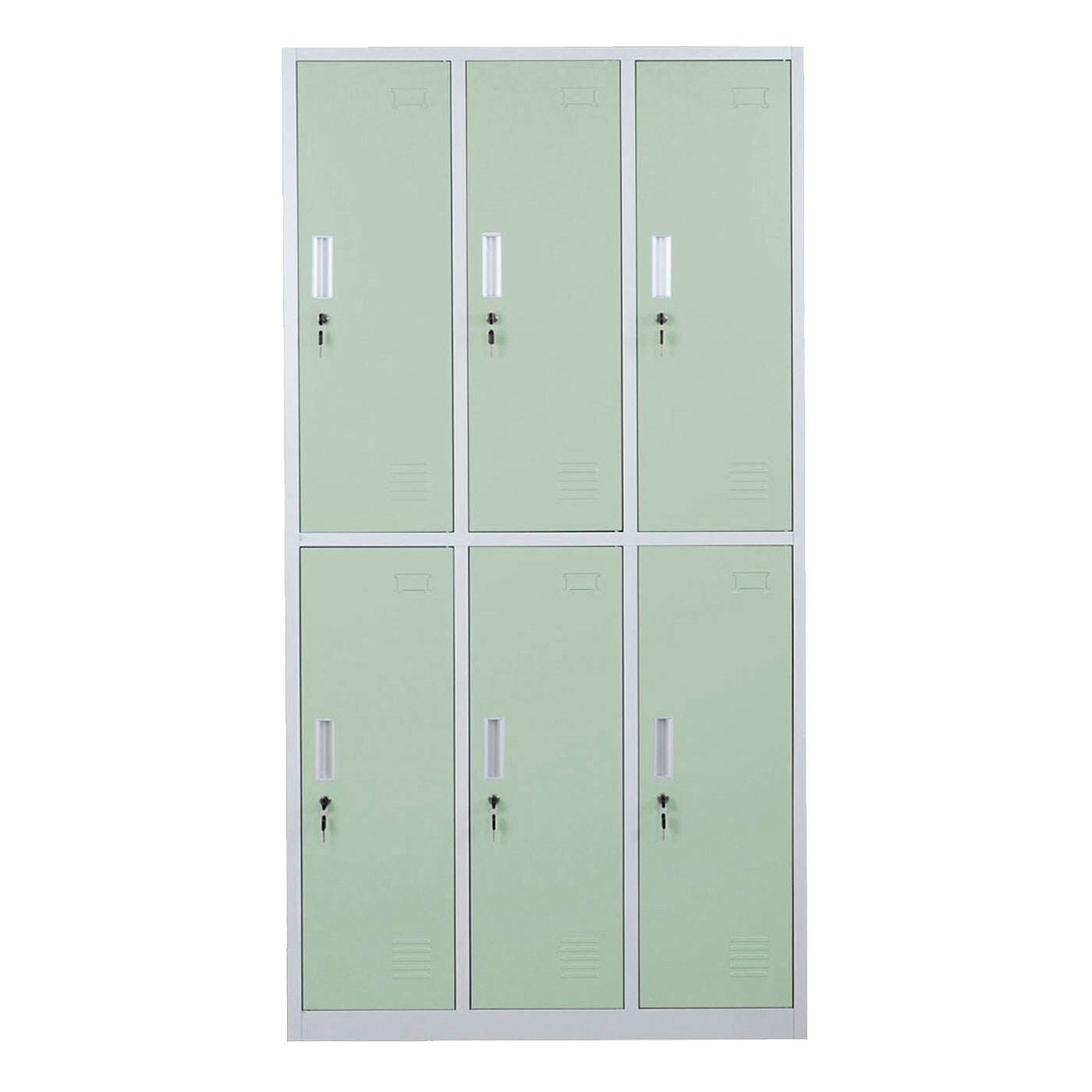 Schließfach Preston T829, Schließfachschrank Wertfachschrank Spind, Metall 6 Fächer ~ grün