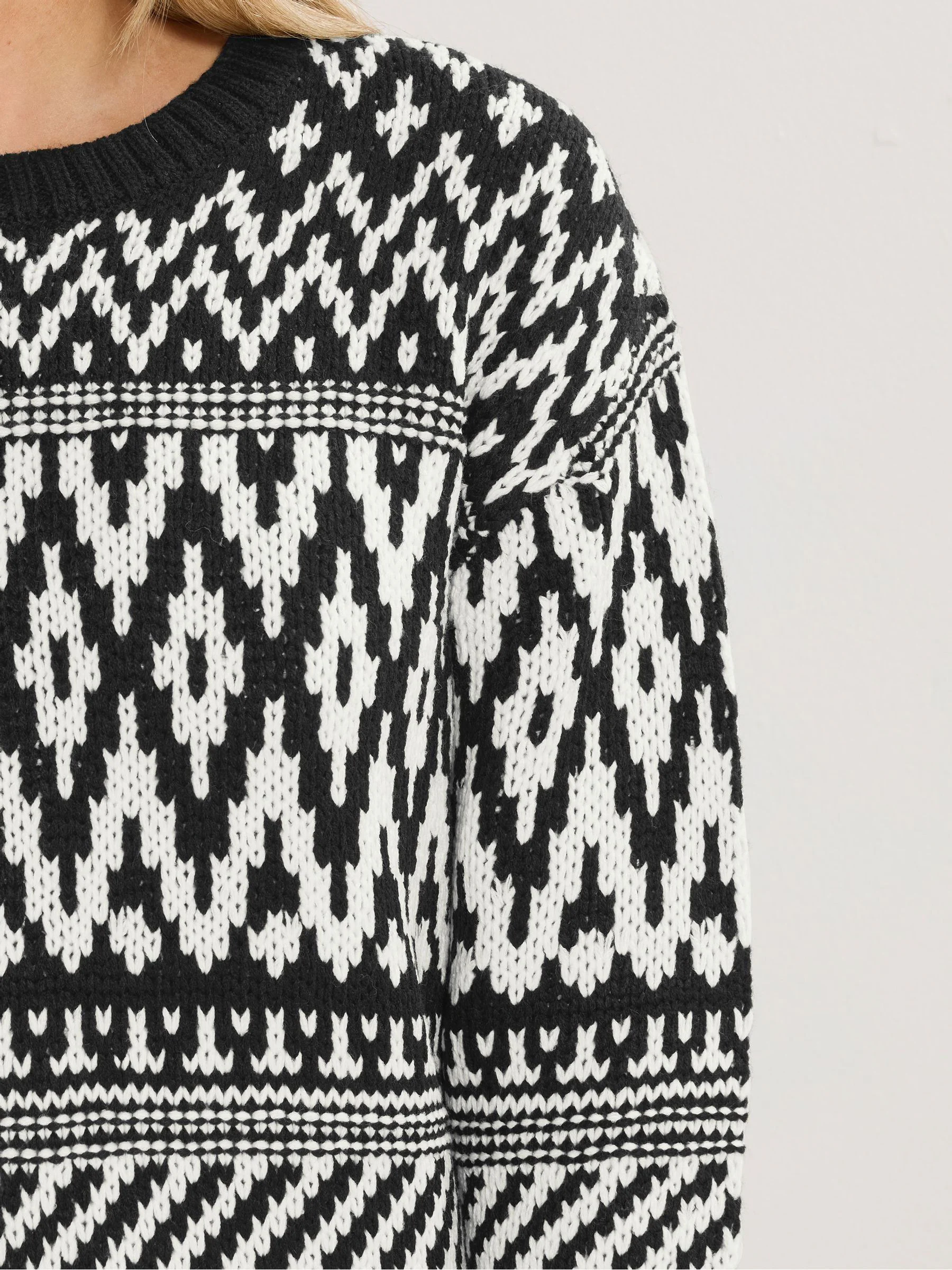 Zwart - Long Tall Sally - Trui met fairislemotief
