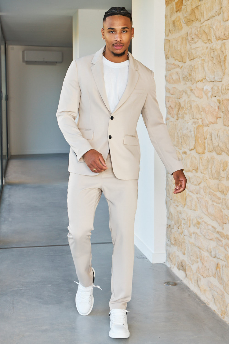 Costume 2 pièces blazer + pantalon beige