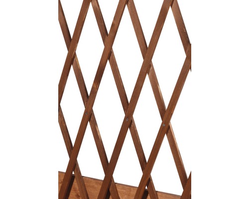 Verhoogd tuinbed op palen met trellis, mobiel, 79 x 28,5 x 130 cm, bruin gebeitst