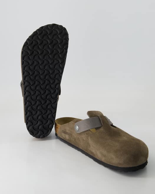 Birkenstock Boston Pantoletten in Grau