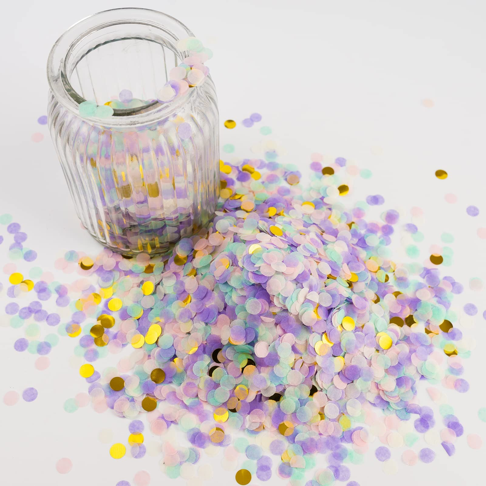 (15g) Ø15mm Seidenpapier Konfetti Party Dekoration Runde Streukonfetti Metallic Tischdeko - Lila / Mint / Gold