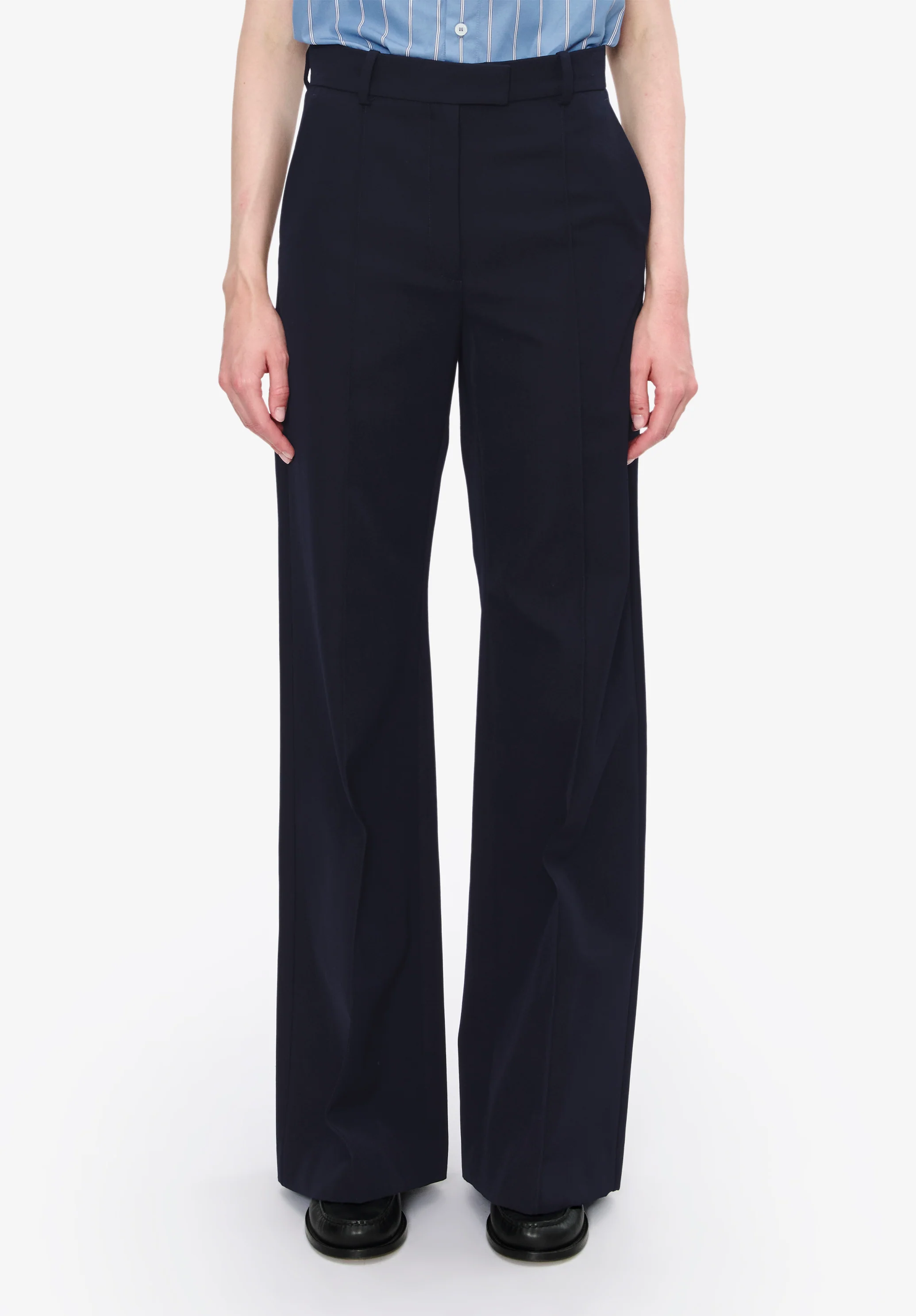 Pantalon droit à plis - Dark navy