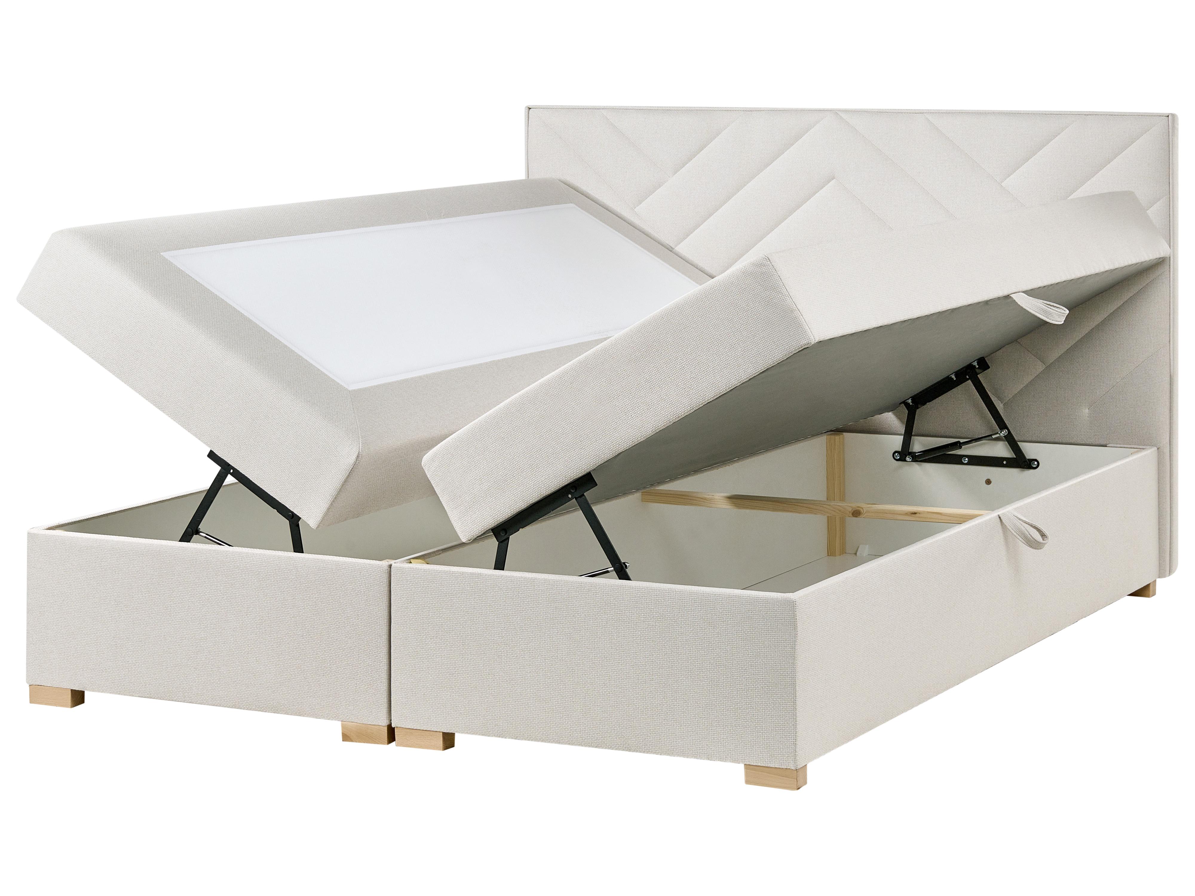 Boxspring met opbergruimte Stof ESQUIRE 180 x 200 cm Gebroken wit