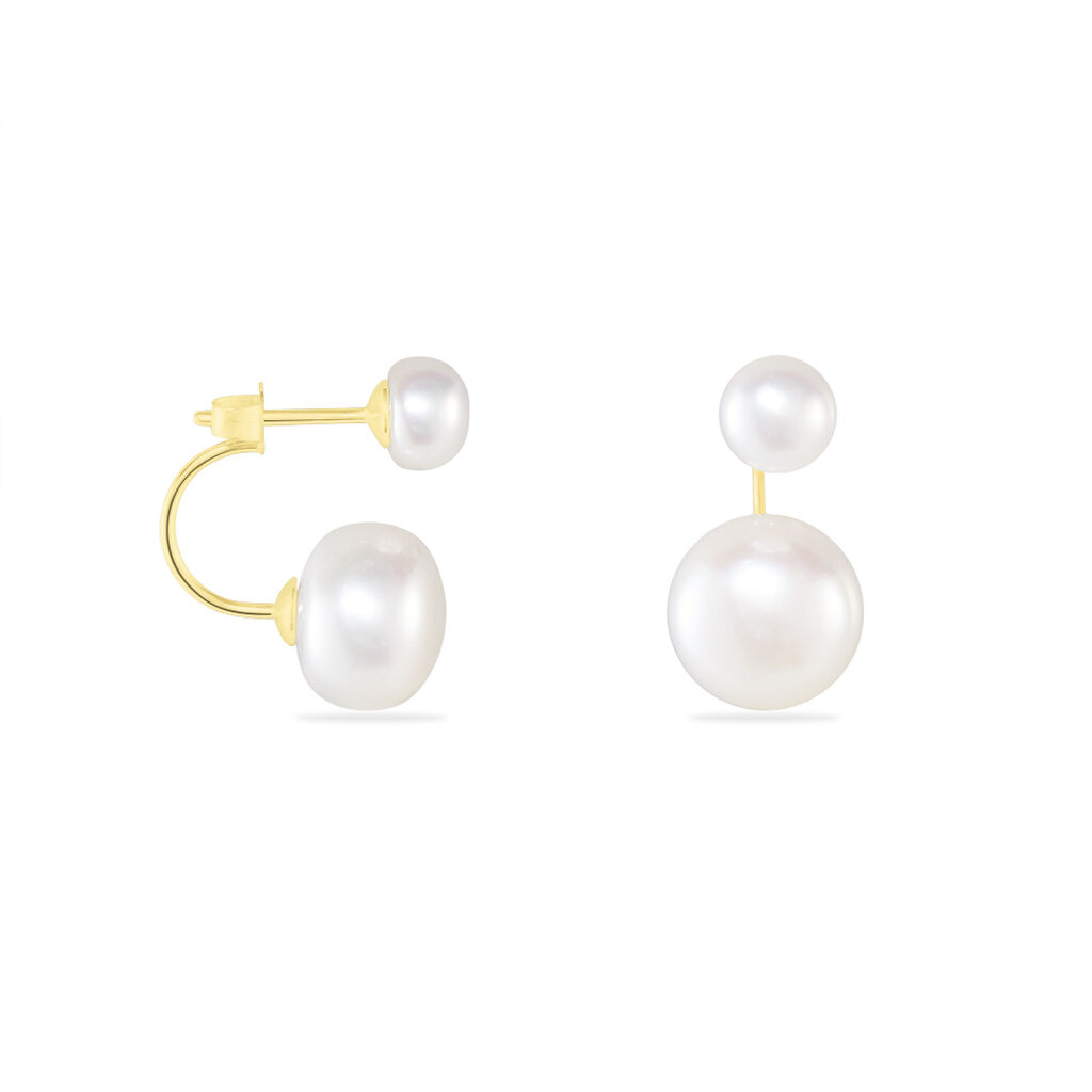 Bijoux D'oreilles Metisse Or Jaune Perle De Culture