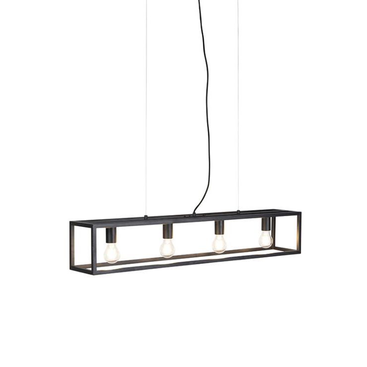 Smart industriële hanglamp zwart incl. 4 WiFi A60 - Cage
