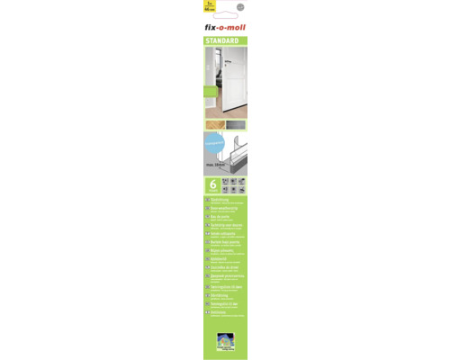fix-o-moll deurrubber met kwast, standaard zelfklevend, transparant, 1 m
