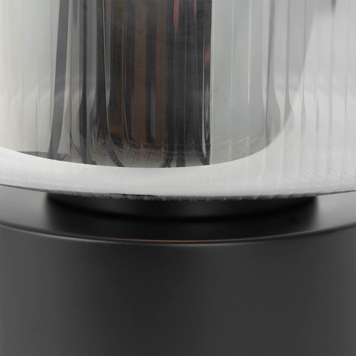Art Deco tafellamp zwart met smoke glas - Laura