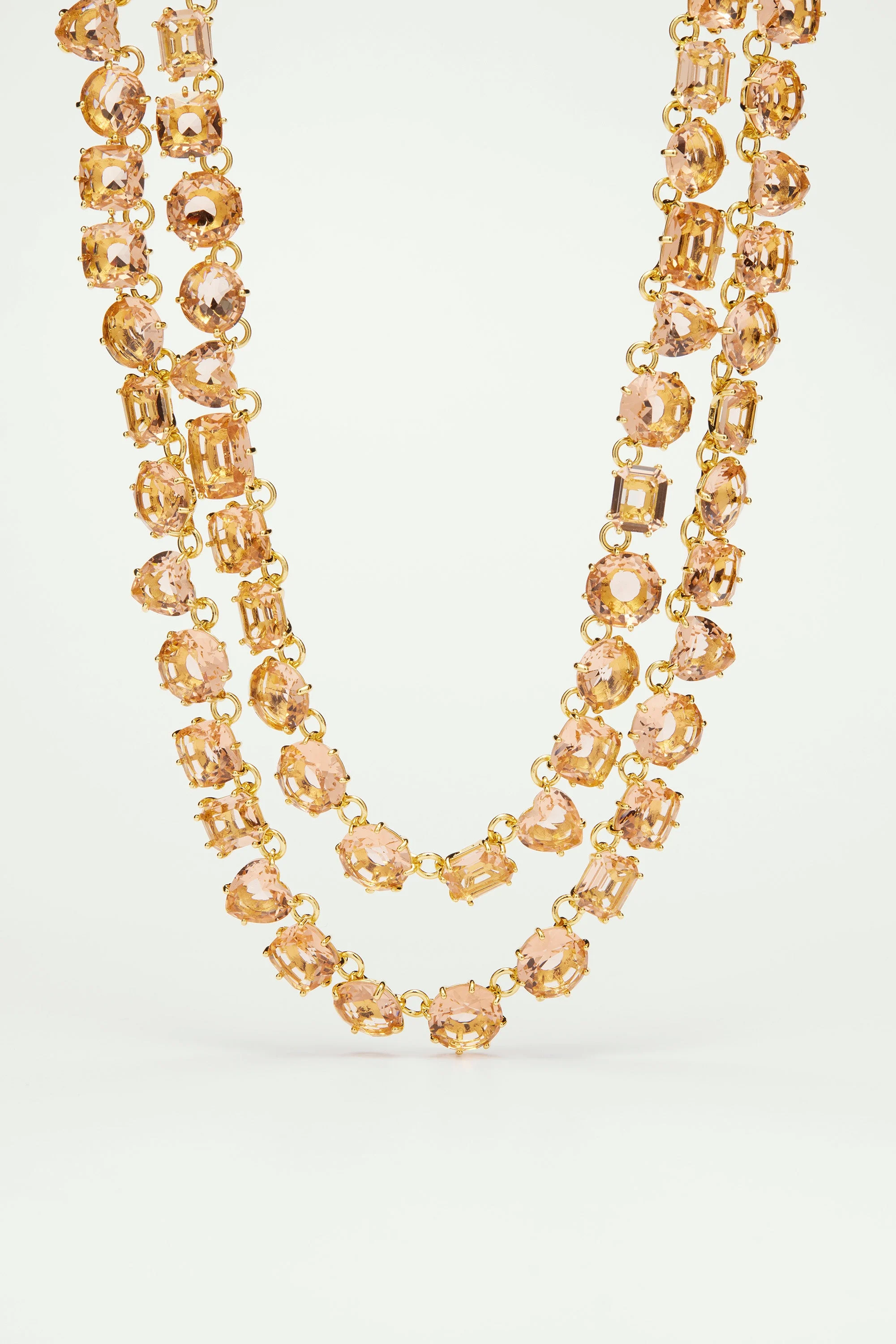 Collier plastron deux rangs la diamantineabricot | Rose
