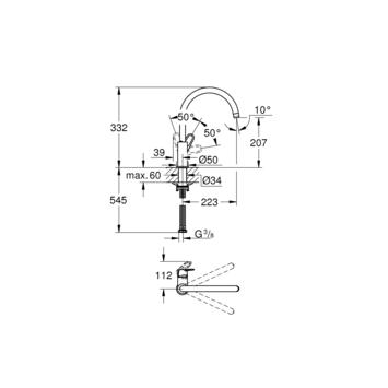 Grohe keukenkraan Start flow hoge uitloop QuickFix chroom