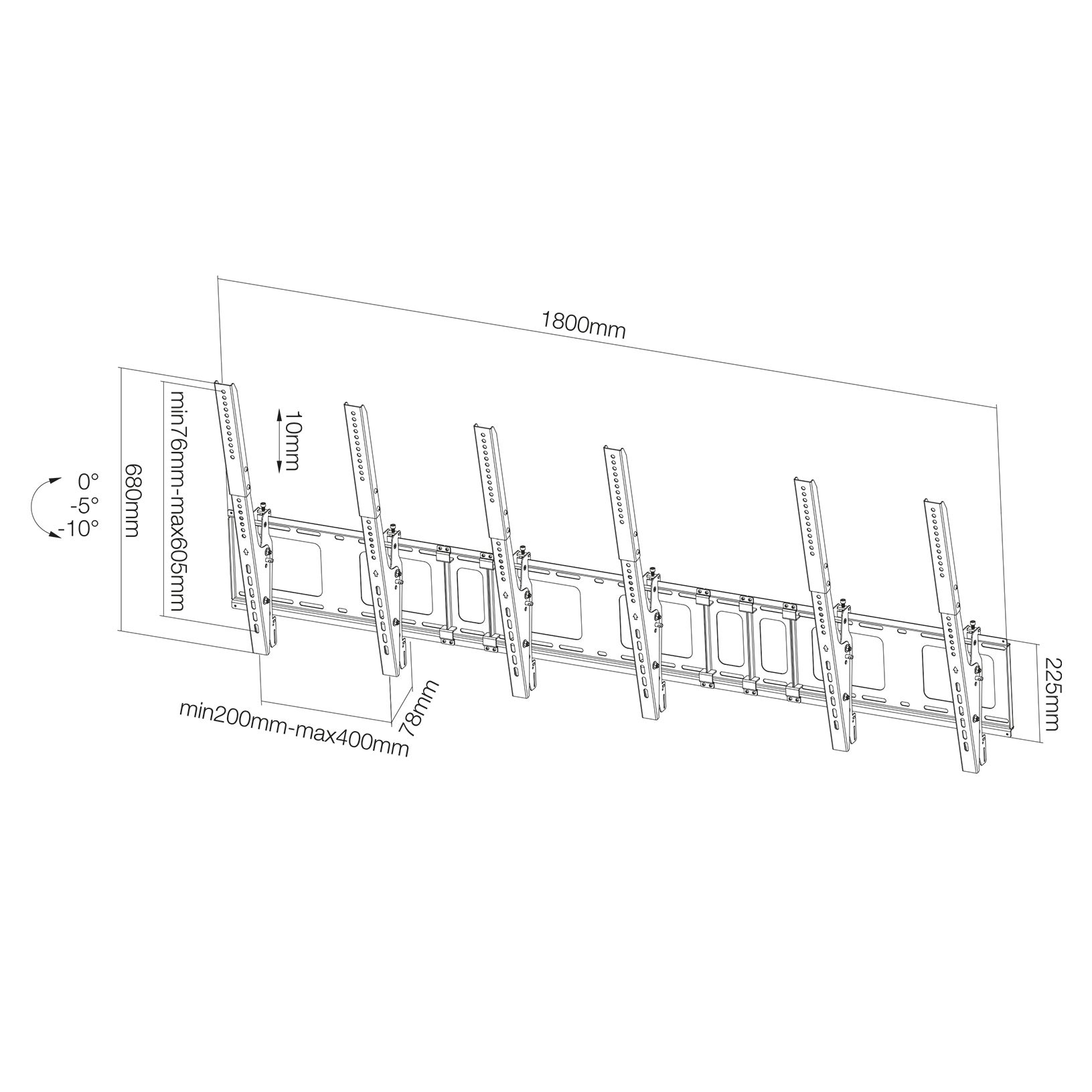 Neomounts NS-WMB300P BLACK wandsteun 3 flatscreens verticaal