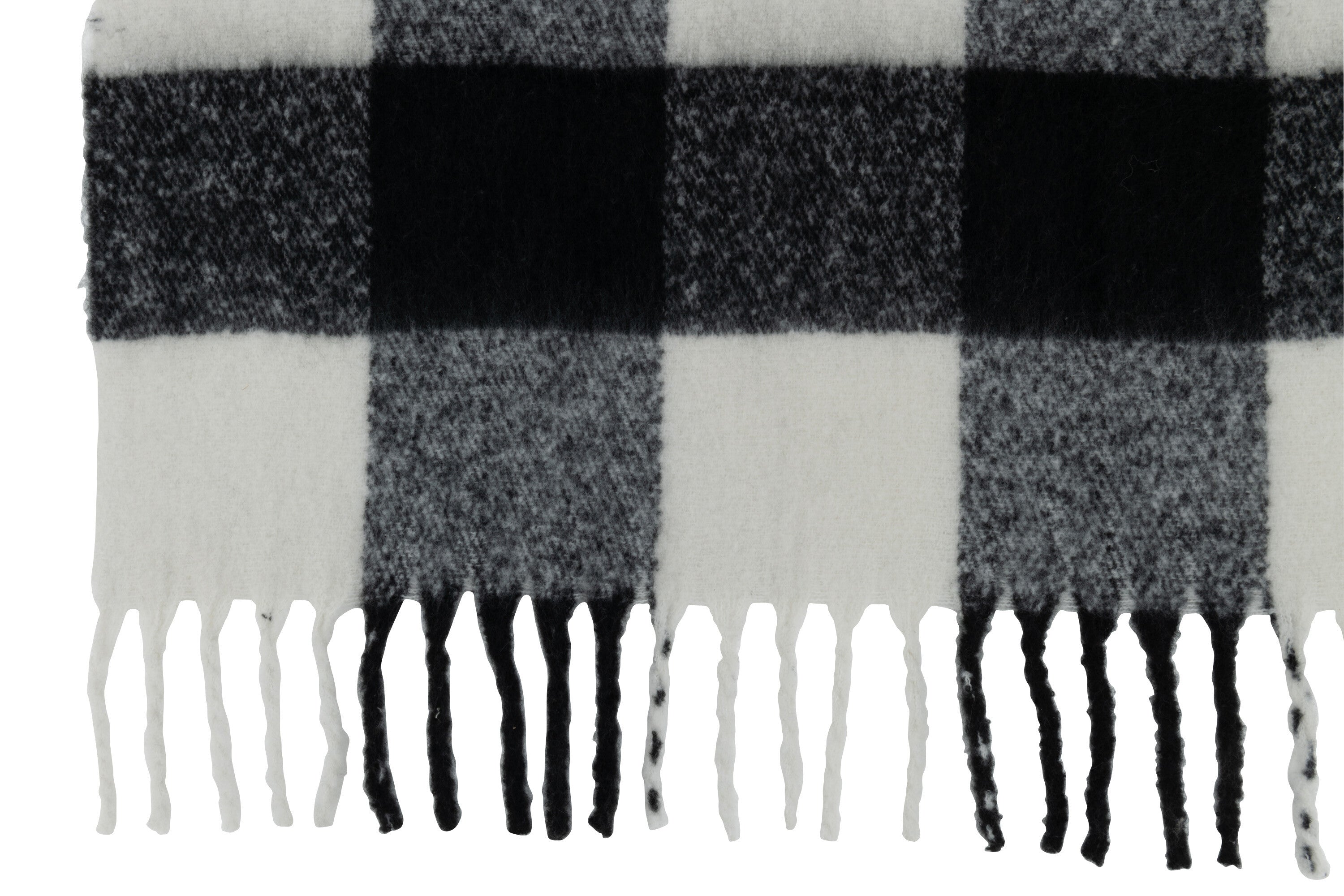 J-Line plaid Tegels - polyester - zwart|wit - 152 x 127 cm