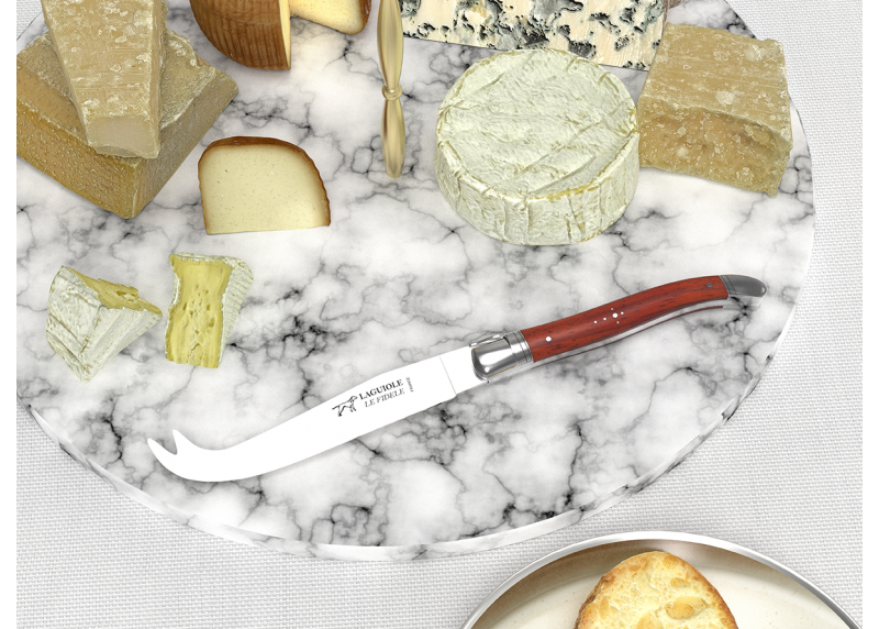 Couteau à fromage Laguiole avec un manche en bois de corail et mitres en acier inoxydable